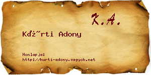 Kürti Adony névjegykártya